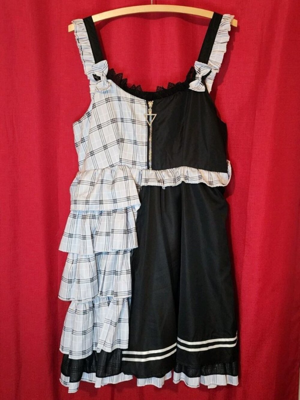 Women's Junior's Mini Dress Gothic Punk Plaid Costume Black White Size Large